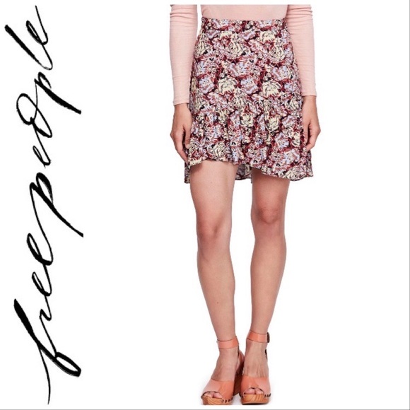 FREE PEOPLE, NEW, Nadia Floral Ruffle Hem Skirt - Picture 1 of 7